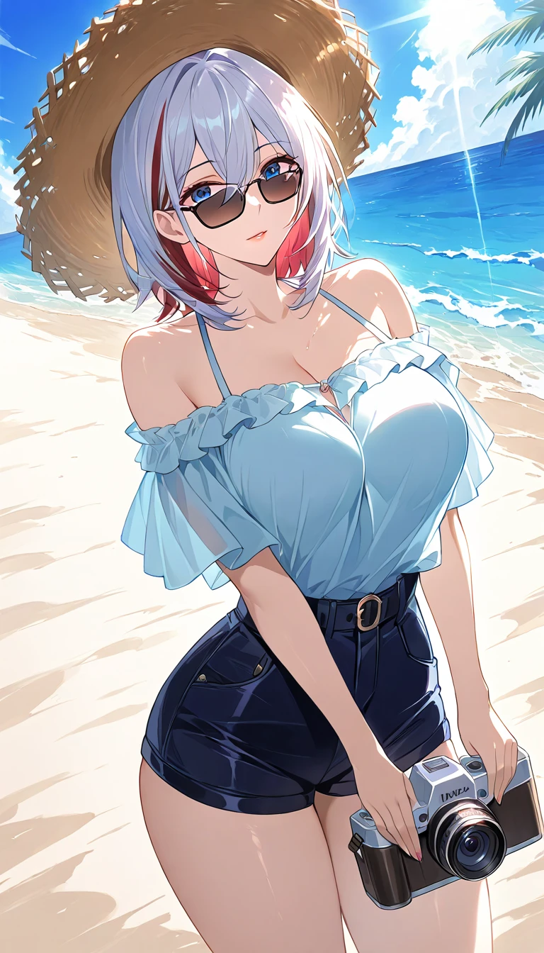 Nakano Nino, Short Hair, bangs, blue eyes, hair ornaments, Hair Ribbon, Pink Hair, blunt bangs, Both sides up, butterfly hair ornaments,smile,Open your mouth,Black string bikini swimsuit,Pareo Swimsuit,Belly button,abdomen,barefoot,A thin long skirt is wrapped around her waist,Sandy Beachを散歩している,Walking,True Summer,Daytime,Clear skies,whole bodyがイラストに入るように、
break outdoors, Sandy Beach,Beach,
break looking at viewer,whole body,
break (masterpiece:1.2), Highest quality, High resolution, unity 8k wallpaper, (figure:0.8), (Beautiful attention to detail:1.6), Highly detailed face, Perfect lighting, Highly detailed CG, (Perfect hands, Perfect Anatomy),