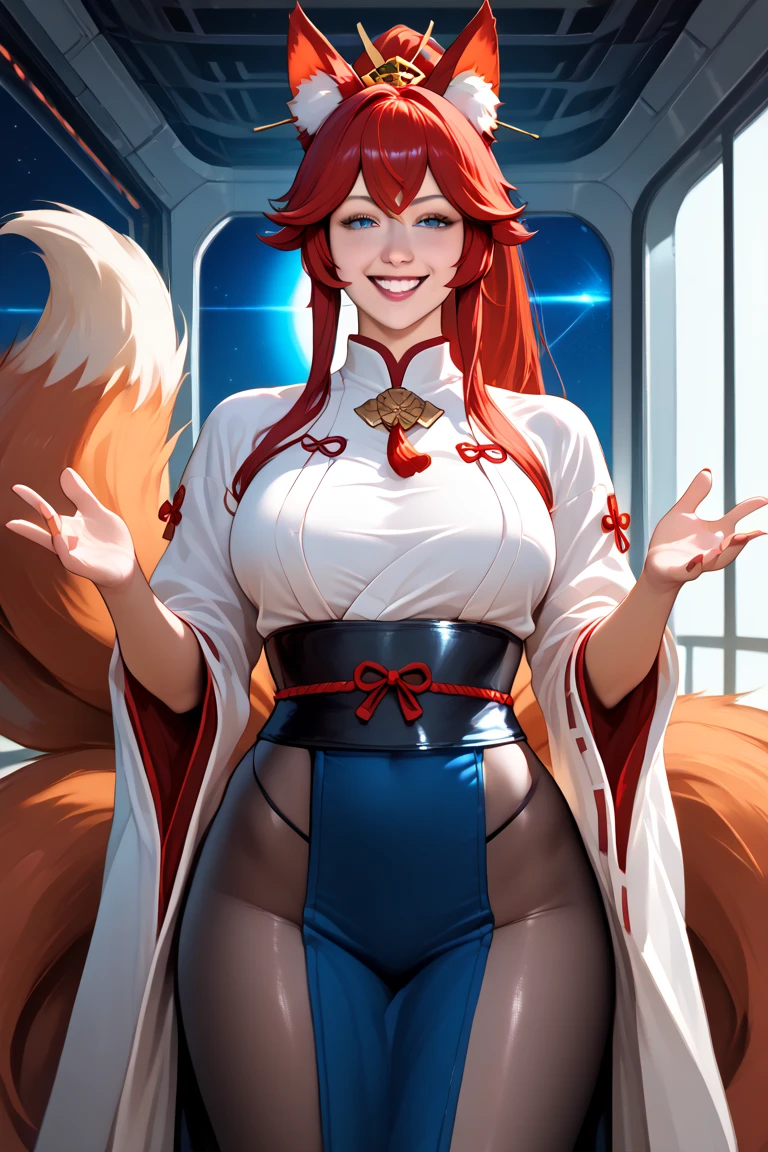 (masterpiece, best quality:1.2), solo, 1girl, IncrsAhriSD, facial mark, bubble tea challenge, drinking straw, hand on hip, fox tail, multiple tails, kimono, white thighhighs, black thighhighs <lora:AhriSpiritBlossom:1> <lora:concept_bubbleteachallenge-16:1>