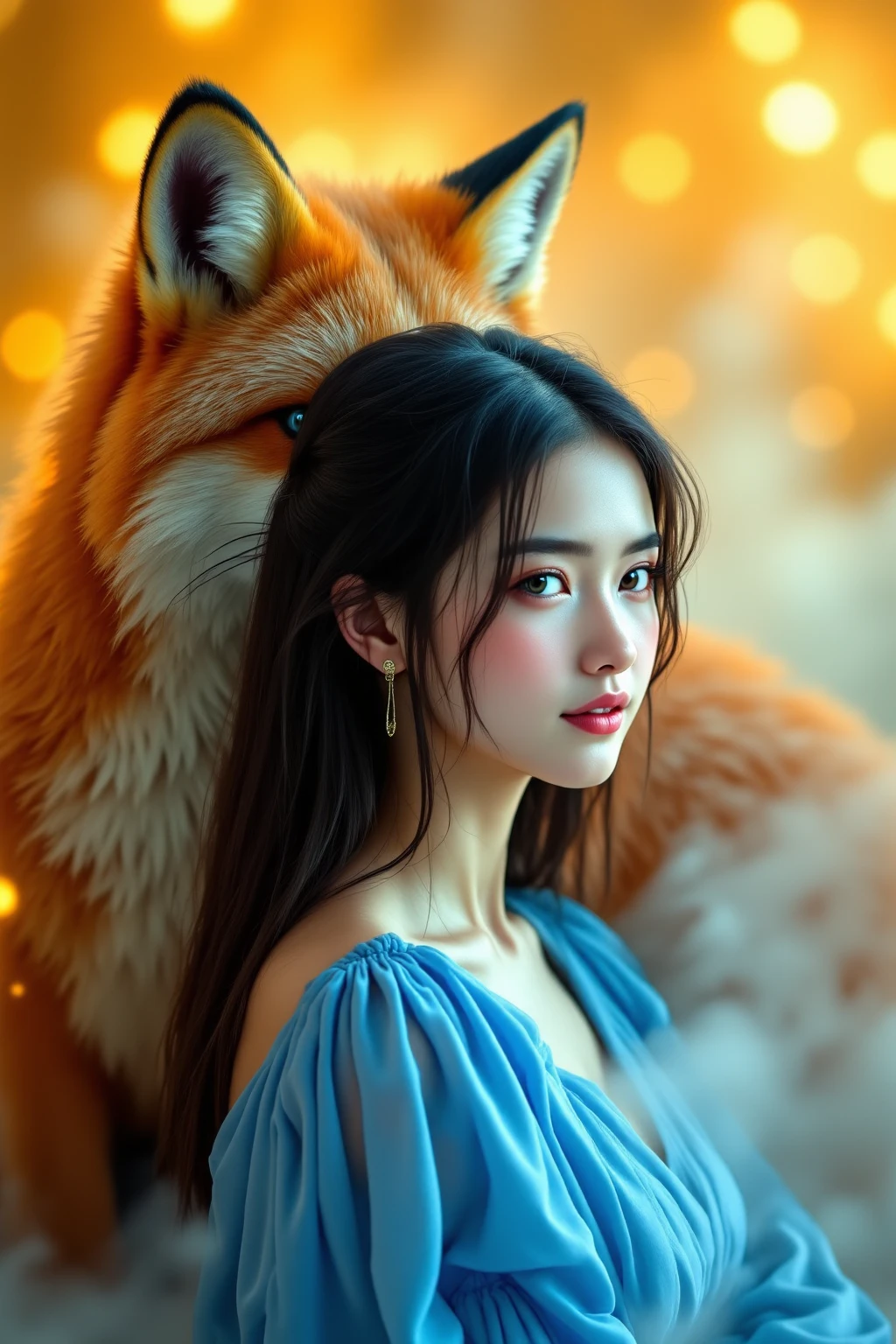 a beautiful redheaded asian girl with a red panda in her hands, long very silky hair, elegant elf dress, dense forest, no sunlight, detailed face and eyes, very big tits (best quality,4k,8k,highres,masterpiece:1.2),ultra-detailed,(realistic,photorealistic,photo-realistic:1.37),magical fantasy atmosphere,fantasy,concept art