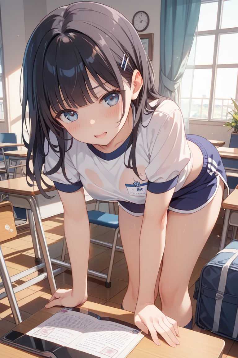 1 girl, short hair, School gym uniform, (cowboy shot)
