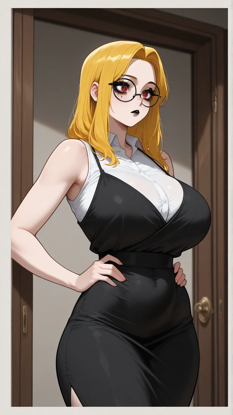(masterpiece, HI quality: 1.1) 1girl full body standing good face, nice ass, hairstyle: braid, Color Hair: blonde long hair, Blindfolded: NO EYES, Skin: White (porcelain skin, sparkly skin), muscular, thighs, Mature woman, Abs, looks at the viewer smiling, extremely huge breasts, maternal, chest cover with clothes (Ingrid Brandl Galatea/Ingrid (Fire Emblem: Three Houses) LoRA | 4 Outfits)