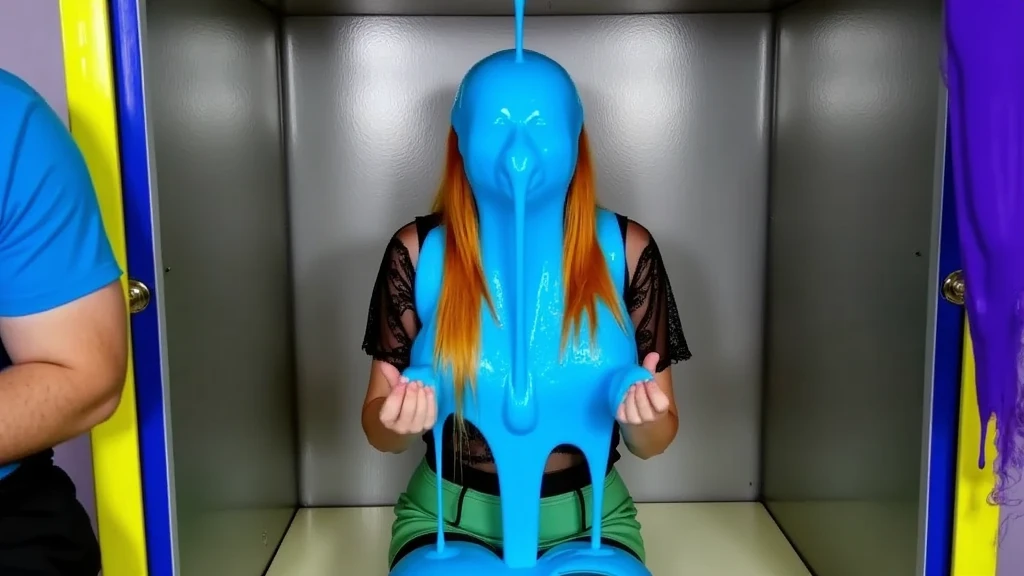 arafed woman with blue hair and green hair taking a selfie in the shower naked, full pov, ((freckled)), ((small freckles)), cute freckles, light cute freckles, a naked woman standing in a bathroom next to a toilet, a statue, inspired by Chiho Aoshima, big breasts!!, long open black mouth, inflatable, full body xianxia