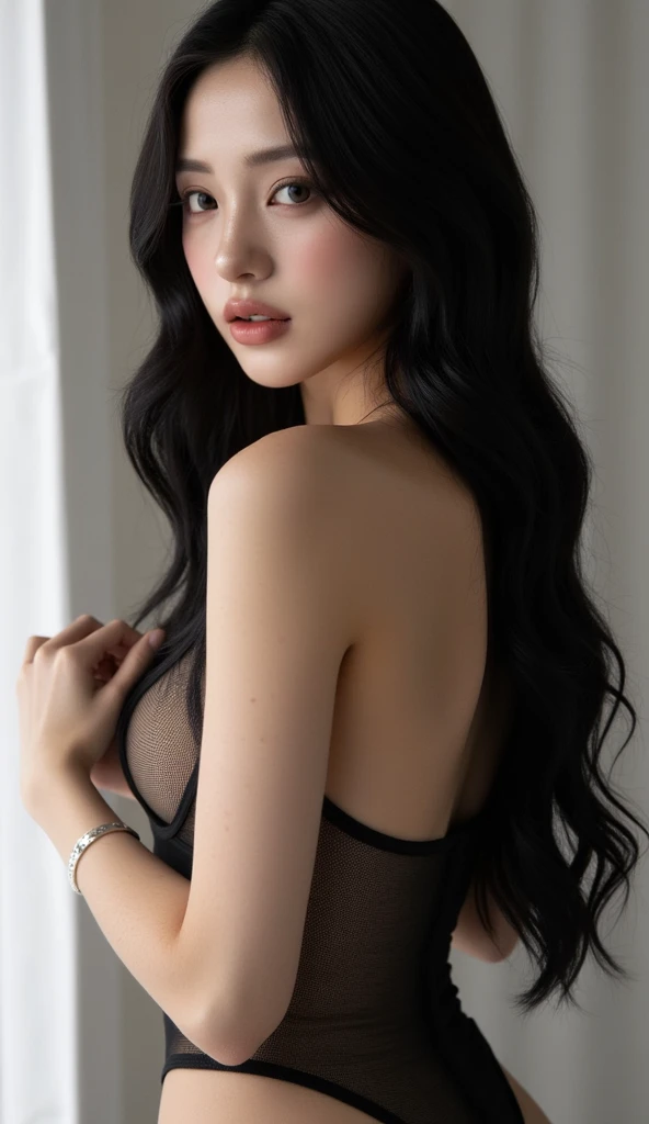 full body masterpiece, ultra realistic, 16k, high quality, incredibly detailed, dream aesthetic, dream atmosphere, cinematic, (sharp focus : 1.5), (photorealistic : 1.3), gothic (Gorgeous gothic girl), megan fox (2009), defined jaw, square face, wonderful gothic girl (enchanting seductress), cinematic, detailed, 16k sharp focus, realistic. wonderful. Seductive (evil). black hair (realistic texture), highlighted, silky and shiny hair, detailed hair (realistic), (natural). wonderful detailed face (enchanting seductress). blushed cheekbones (rosy cheeks), tanned skin, (white skin) alabaster skin that seems to glow ethereally. Her attire is gothic. Voluptuous shape. turquoise blue eyes (evil eyes look). a symmetrical face ::2 gothic clothes + ArtStation Trends + fantasy art + realistic cloth + fractals in the background, loose hair --aspect 9:21 – enhance your unearthly beauty. realistic skin texture, pale white skin illuminated. realistic perfect shading. absurd, realistic textures. alone, alone, 1 girl. Looking at the viewer. muscular female body, hot body, toned body, defined muscles. big natural , cleavaghose, gothlack) dress (realistic texture). In different positions at different angles. Bedroom background. incredibly real, best quality, photorealistic.