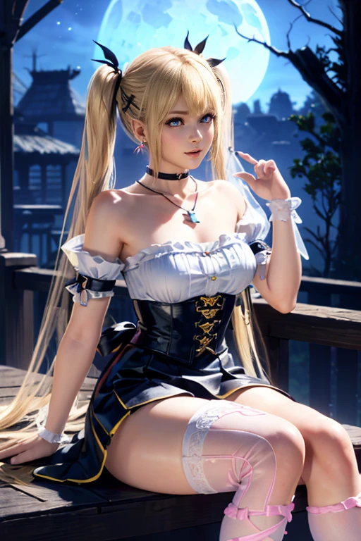 ((highest quality)), ((masterpiece)), (Very detailed), (Very high resolution), 4k, Anime 2D Rendering, Realistic, 
One Girl:1.5, 
BREAK Symmetrical Face:1.4, Perfect Face, Beautiful clavicle, Beautiful fingers, Beautiful breasts, (Slightly smaller chest), 
Beautiful body, Beautiful thighs, Beautiful feet, Perfect round butt, (Detailed skin), Beautiful white skin:1.2, Shiny skin:1.4, 
BREAK Baby Face, cute, 18-year-old, 
Double eyelids, Natural eyebrows, 
(Droopy eyes), Beautiful and delicate eyes, Sparkling eyes, (Dark blue eyes), 
Glossy mouth, 
BREAK Beautiful Hair, Shiny Hair, Hair fluttering, (Blonde), Long Curly Hair:1.4, 
BREAK 

(Shiny black leather maid outfit:1.5、White frills)、Black Garta Belt:1.2、Shiny black knee-high stockings:1.2、Earrings、
BREAK 

(Embarrassed expression、Laughing expression), Turn your face and body towards me, Put your hands together above your head、whole body:1.2

