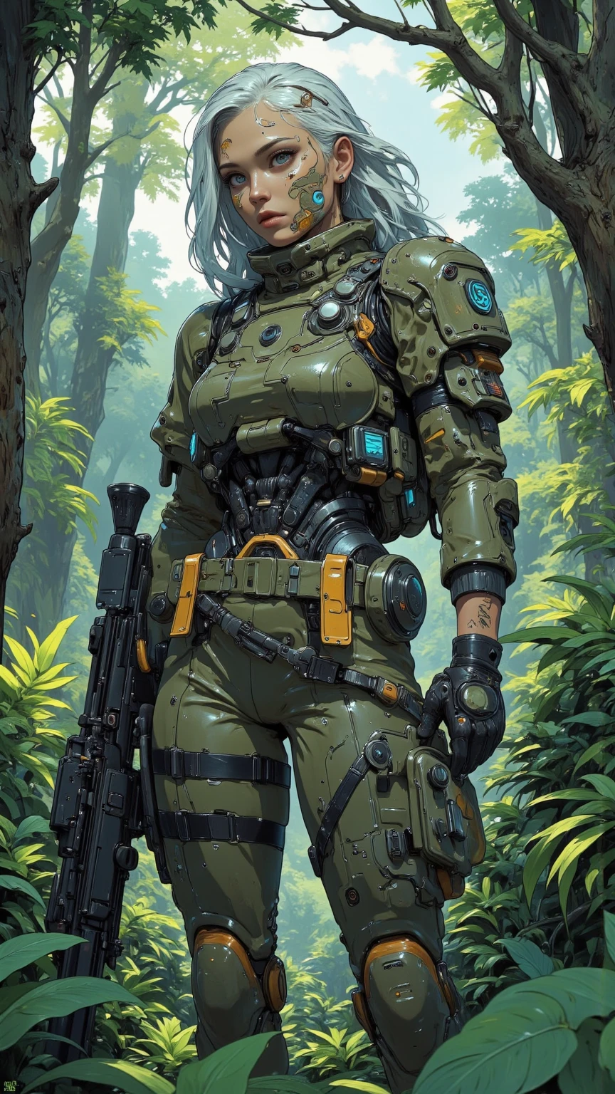 battle in a swamp, soldiers in futuristic clothing against zombies, fog --auto --s2