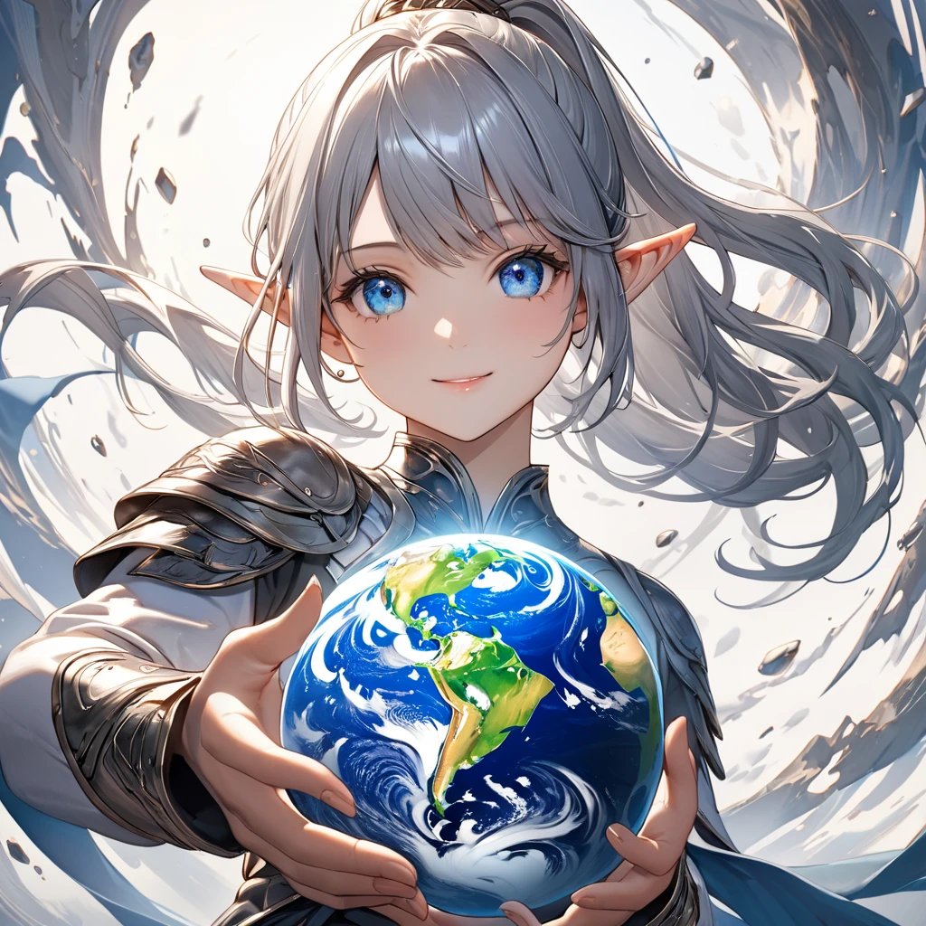 Anime girl holding globe in hand in sky, Anime art wallpaper 8 K, Detailed digital anime art, 2. 5 D CGI anime fantasy artwork, Anime fantasy illustration, Anime fantasy artwork, Guweiz in Pixiv ArtStation, From Arknights, Anime art wallpaper 4 K, Anime art wallpaper 4k, Guweiz on ArtStation Pixiv