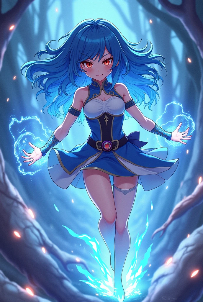 I&#39;m going to create a game called Jujutsu Legacy. The Empire has how you can make a strong character with blue fire fists in his hands that is beautiful and eye-catching for people to enter my game. The name of the game has to be on the cover. Also, put the name of the game on the cover. The name of the game is Jujutsu Legacy. The Empire has how you can put a man in the image. Put him in the Roblox style. Make him more beautiful, more powerful, stronger, with more eye-catching fists so he can be flying. Have a very beautiful background. Make the character more beautiful. You don&#39;t need to put him in Roblox, but don&#39;t make him with stronger power. The name of my game is written on the cover. My game is inspired by curses and Jujutsu Kaiser. I need you to make a character similar to an anime. Jujutsu Kaiser 
