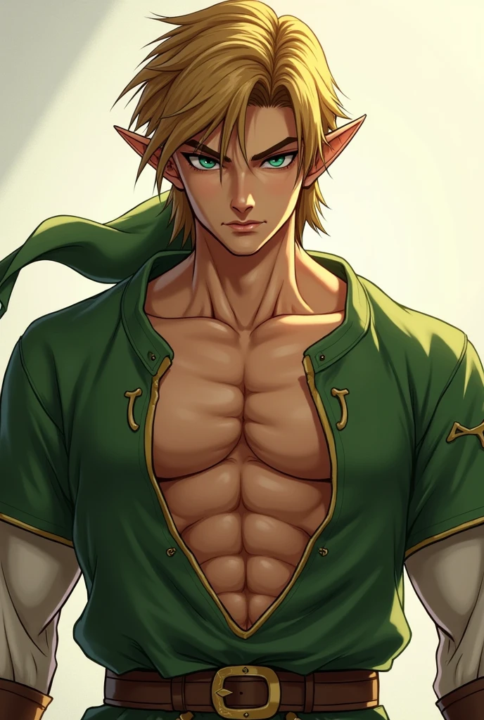 masterpiece, best quality, highly detailed, muscular man, male focus, <lora:husbandoLocon_v33:1.0> <lora:link_v1:1> link