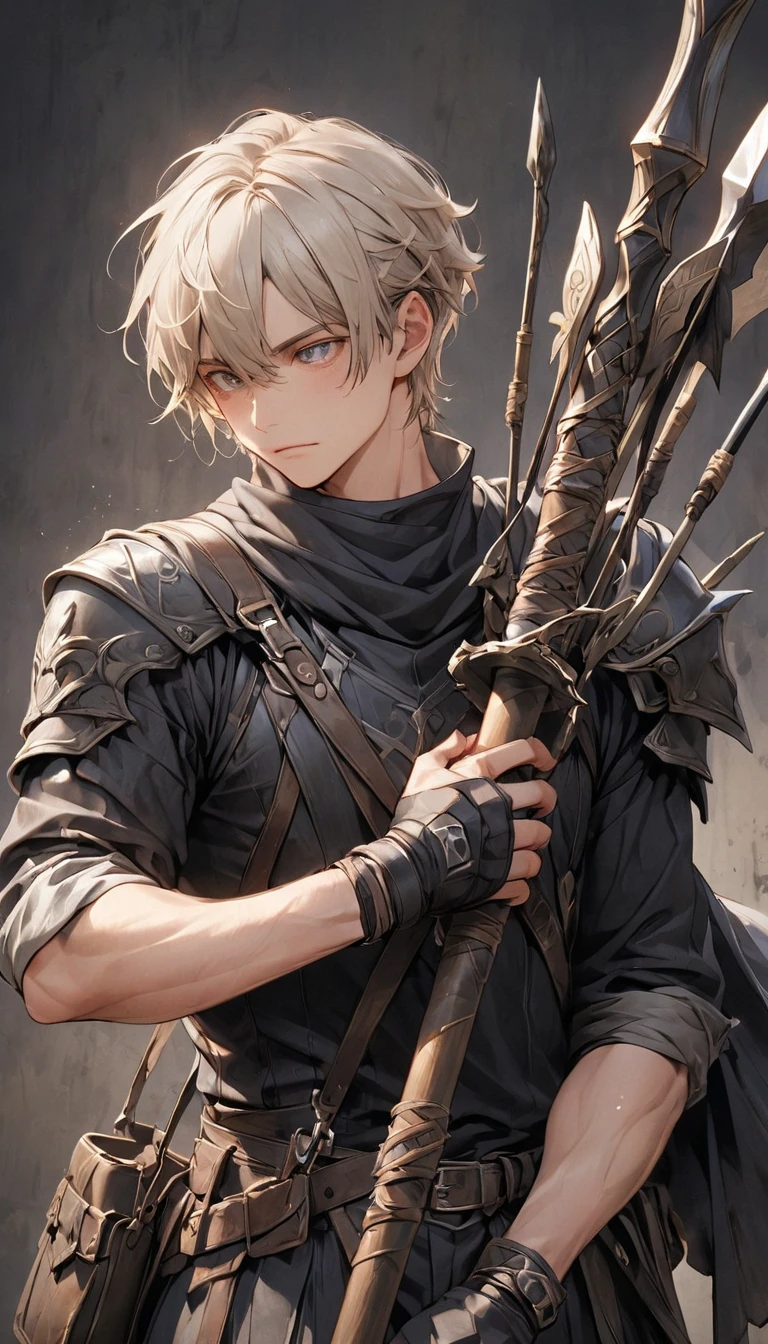 1 boy, his hands were tied with rope, face to detail, detailed eyes, perfect hands, full-body illustration