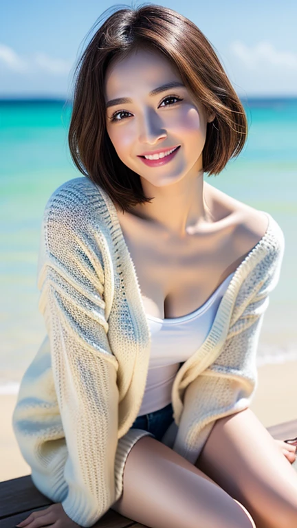 Tabletop, Highest quality,
Very detailed, In detail, High resolution, In 8K,
((Photorealistic:1.4, RAW Photos, 超High resolution,Best image quality: 1.4)),
wallpaper,
((Perfect body composition 1.5)),
((Beautiful attention to detail, Natural color lip、Beautiful face、Gaze looking at the camera、Eyelashes、Glowing Skin、Beautiful skin quality、Lip gloss)),
((A seductive smile:1.5)),
((Spread your legs)),
((white off shoulder knit:1.5)),(((topless:1.7))),
((Random Color Micro Mini Skirt:1.5)),((The chest size is a little large、Cleavage:1.2)),
((((Leaning forward significantly:1.5)))),
((Sweaty)),
((Proudly:1.6)),
((from the front)),
((Randomly blurred background)),
((Random and cute expressions:1.5)),,
((((One woman:1.5))))
Highly detailed and professional lighting、
((I can see your thighs:1.5))