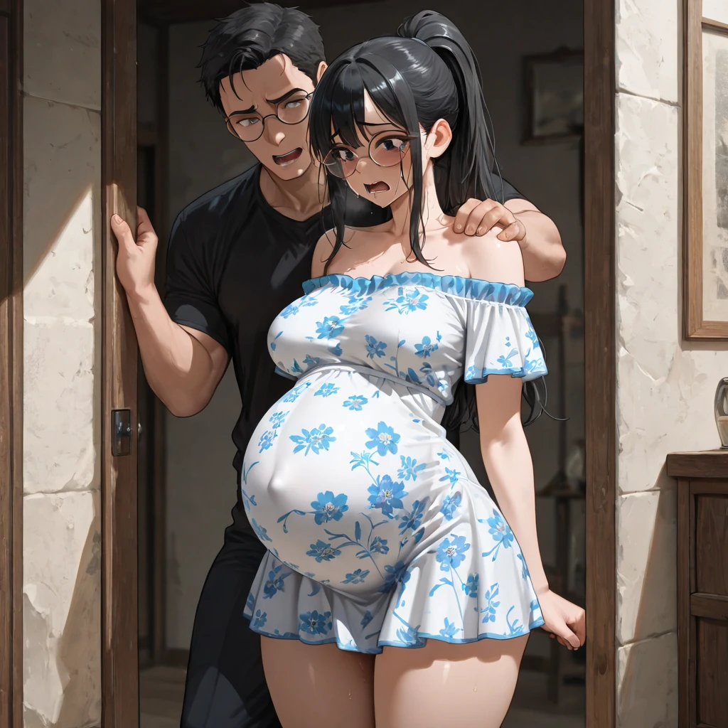 score_9, score_8_up, score_7_up, source_anime,masterpiece,best quality,highres,absurdres,official art,official style,source_anime,anime screencap,anime coloring,megami magazine,anime,animated,explicit,boa_hancock,long hair, black hair, earrings, (Pregnant) ,large breasts,((areola slip)), ((Areola)),((nipple)), long hair, looking at viewer, navel, o-ring, Standing, (White Seethrough swimsuit:1.3)