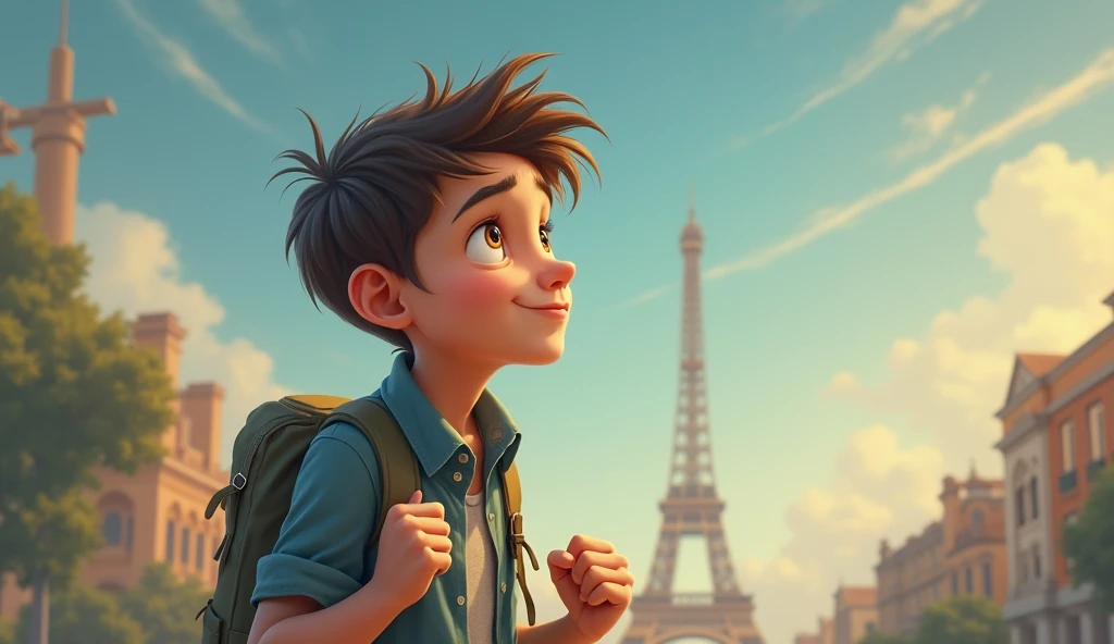 A young boy travelling world tour