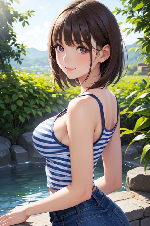 (masterpiece), Very realistic, spectator smile, Beautiful girl in wet transparent short white and light blue sportswear, 12 year old girl, The lower body and camel toe are clearly visible.。, Short hair and white skin, (in the park), Squeeze your hands, Not suitable for the workplace, (Perfect anatomical structure), 8K resolution, wonderful, elegant, Surrealism, Nearly perfect, Dynamic, Very detailed, Smooth, Ultra-high resolution, Alchemy Smooth Upscale Images ,HD resolution, High quality improvement, Contrast Enhancement, Professional Alchemy,