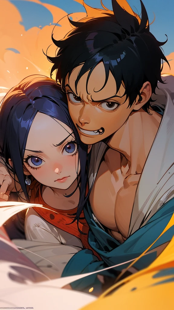 Tokyo Revenger style art Two children with wavy black hair, brown eyes and freckles, they are very beautiful, White skin, they are twins. one hugs the other. a girl and a boy