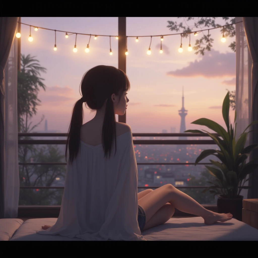 Realistic, 1girl, black hair, purple eyes, glowing eyes, cropped top, skirt, parted lips, blush, night, flowers, sun, sunlight,