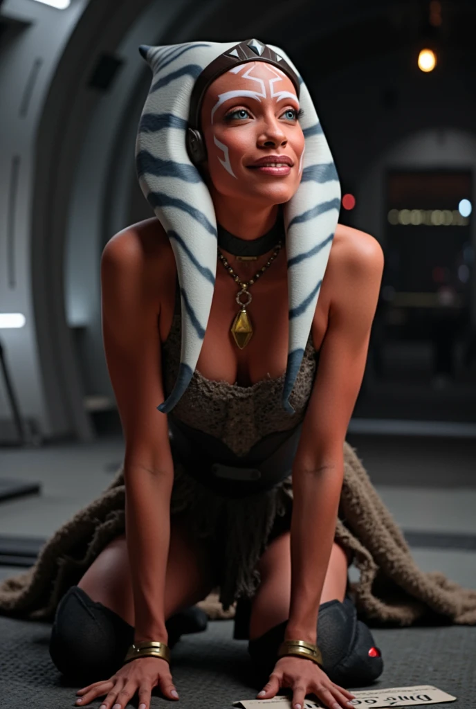 full body a cinematic star wars scene darth vader but as ahsoka tano charakter natural breasts, , intricate detailed face, beautiful detailed eyes, beautiful detailed lips, extremely detailed face and eyes, long eyelashes, red glowing light sabber, detailed portrait, photorealistic, inside a space vessel , full body , dramatic lighting, intricate armor and details, dynamic attack fithing pose, full body , cinematic composition, hyper-realistic, moody color palette, dramatic lighting and shadows, intricate details, masterpiece
