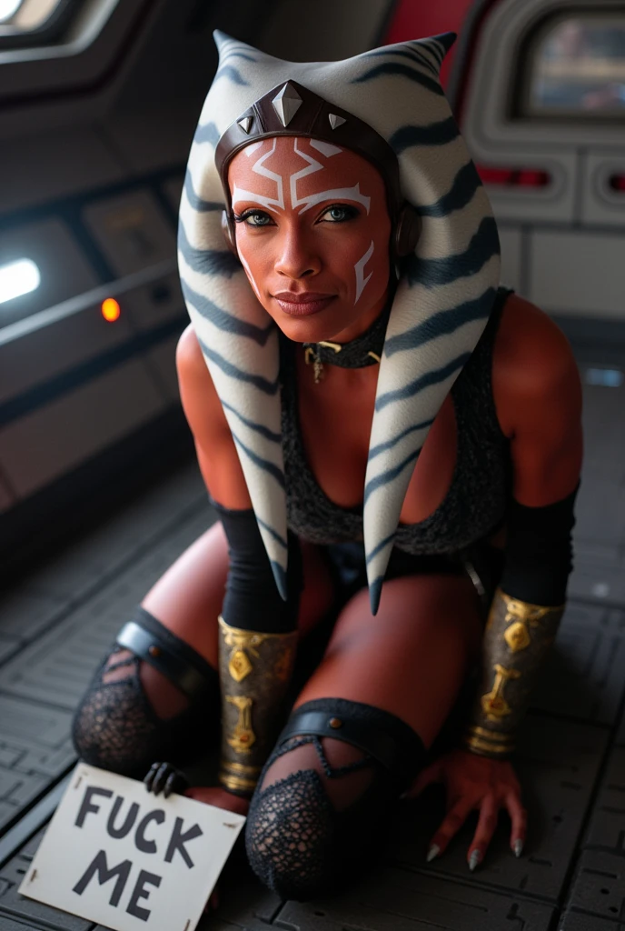 ahsoka ,cleavage,damaged body,sweat,beautiful face,mature ahsoka ,muscular (surrounded many Heinous estrus :1.3),(metal collar,chain leash:1.3),(pull leash:1.2), veins popping out on her skin. ahsoka is being brainwashed into becoming a Borg, with an eyepatch covering one eye. There are cables attached to her body, merging with her flesh. The overall scene has a luma effect, giving it a surreal glow. The woman's face is extremely detailed, with intricate features and expressions. Her eyes are particularly captivating, with a mesmerizing quality to them. The image is of the highest quality, with 4K resolution and ultra-detailed rendering. It has a realistic and photorealistic appearance, almost resembling a masterpiece. The art style leans towards a cyberpunk concept, with a fusion of sci-fi elements. The color tone is dominated by shades of blue, giving it a cold and futuristic atmosphere. The lighting is dramatic, with bright highlights and deep shadows, adding intensity to
4breasts