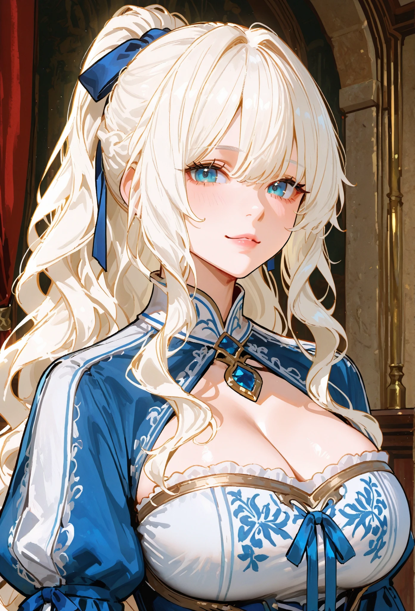 masterpiece、top-quality、hight resolution、High-quality images、8K、1maidennurse、detaileds、the detail、Detailed eye depiction、skin gloss、shinny hair、platinum-blonde、Long braided hair、Soft hair、anastasia、portlate、ruins、Excavated items、Archeologist、Ancient characters、