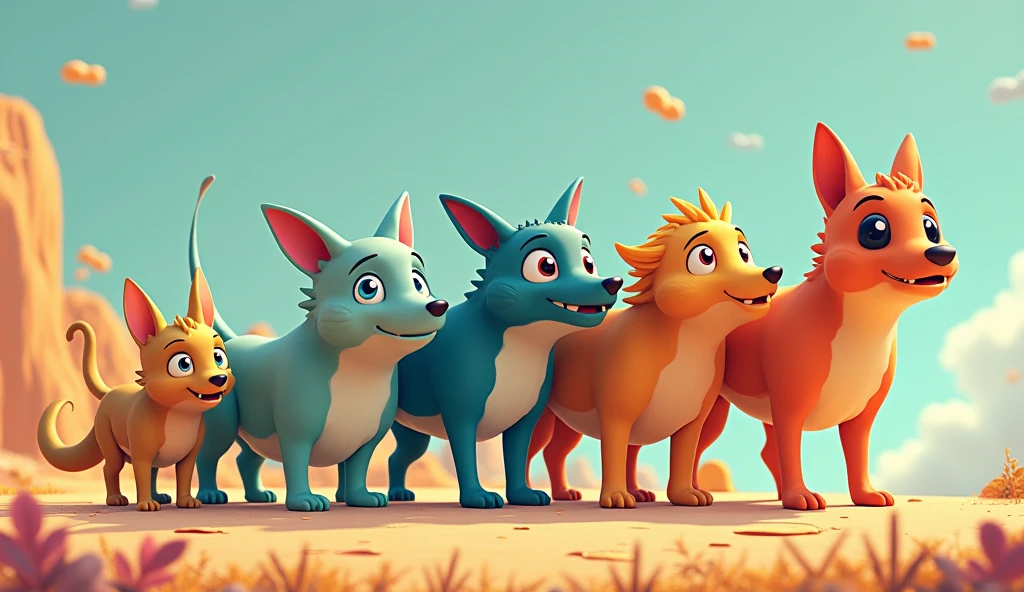 Animation, a dog-like monster that looks like a line of five,