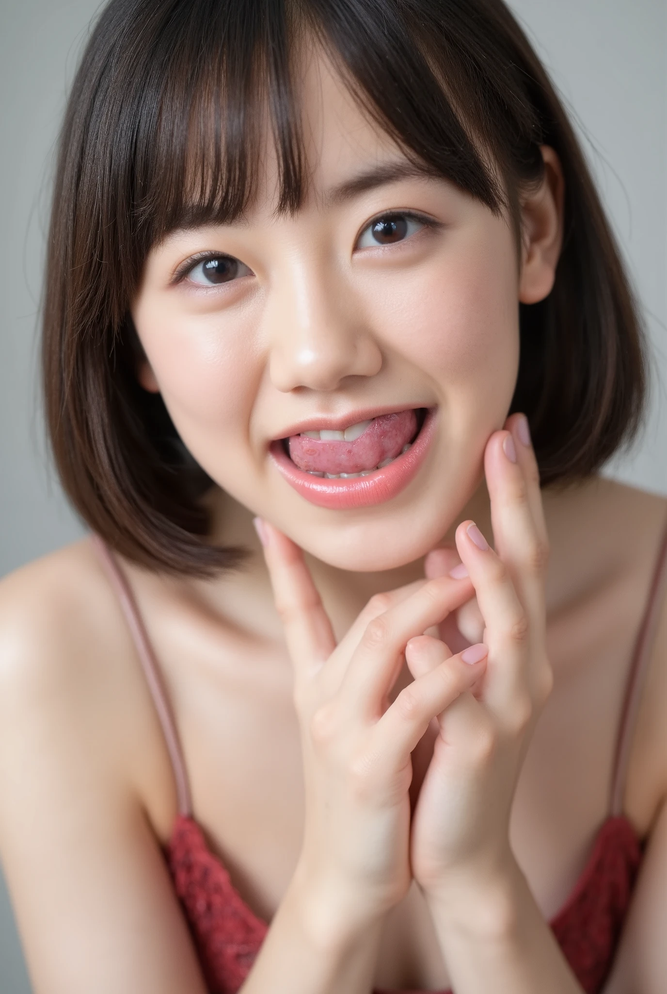 High resolution images of fully naked Japanese women , woman doing her skin care、sex、 table top to pinch、 is sticking out his tongue
