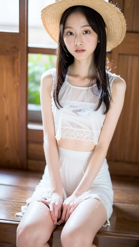Tabletop、Slender body:1.5、(Adorable expression:1.5), (:1.5), Japanese Girls , (Off the shoulderの裸エプロンを脱いで:1.3), Curly Hair, Hair Scrunchie, Twin tails, (Highest quality:1.0), (Ultra-high resolution:1.0) ,(Realistic pictures:1.1、Realistic:1.1), (Very detailed:1.0), (8k RAW photos:1.1), (smile),(Down blouse,transparent:1.5)、 transparent 1.5、Small explosion:1.5、(Flat Chest:1.5、Bust detail:1.3)、Off the shoulder、Open Side:1.2、Clothing that exposes the midsection:1.3、(Shaven:1.5、Crotch detail:1.2)、(Small parts:1.1、detail parts:1.5)、Ultra mini skirt:1.5、Ultra mini skirtを下げて:1.5、White socks:1.5、