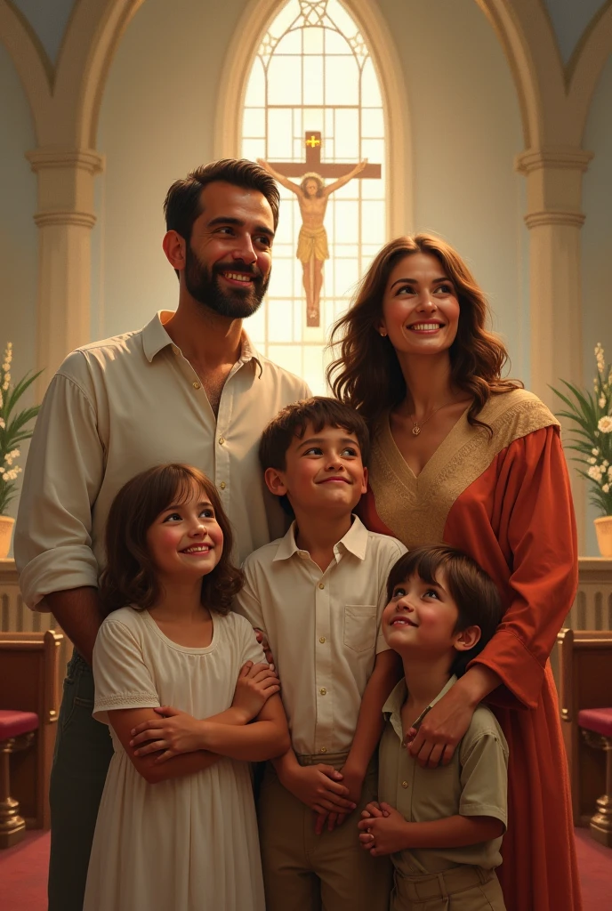 Animated family image for Sunday worship 