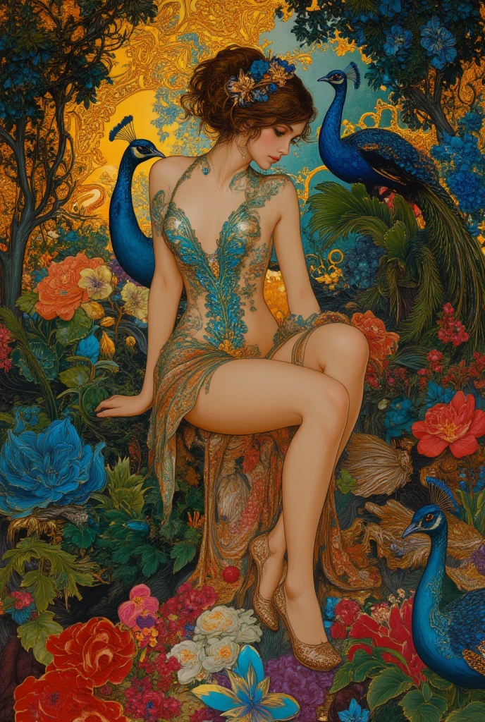 (masterpiece), best qualities, expressive eyes, perfect face, death, flower, bird, butterfly, split head, medium score, starry sky, starry sky, looking at the audience, moonlight, absurd, primitive, stars, flower, water lily mat, (lotus:1.1), high leg, (short hair:1.21), (brunetize:1.331), (parted bangs:1.4641), breasts, small breasts, (covered, areola, breasts apart, (nipple slippery: 1.1), pubic hair,, (partially visible, (pee: 1.1), must pee, 1 girl, solo, goddess, high heels, with seams, nipple adjustment, chest gem, wide open, nipple torture, one breast out, necklace,