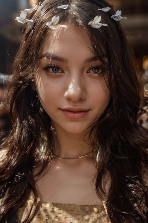 there is a woman who is sitting at a table with a glass,, very beautiful face, with a cute face - beautiful,