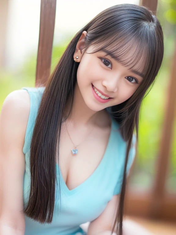 highest quality, Realistic, In detail, High resolution, 8k wallpaper, Perfect dynamic composition, Beautiful details, Random sexy poses,Random Situation、Laughter、(Droopy Eyes 1.3)、Japanese、Tight panties、highest quality、Complete limbs、Full Finger、Slender Beauty、Straight hair、Twin tails、Knee-length、A faint smile、