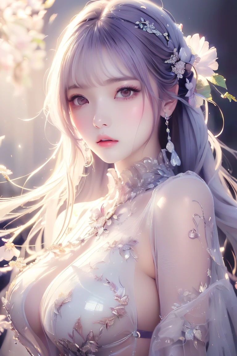 (From the outside) , many color,Best quality at best,8K,real photograph,Delicate skin details,tmasterpiece,photograph of-realistic,Complicated details,RAW photogr,on the garden,ssmile,florals,Gorgeous cheongsam,Extra-long hair,cropped shoulders,delicated face,Expose cleavage,decorations,Perfect Finger,Dissection is correct,shiny skins