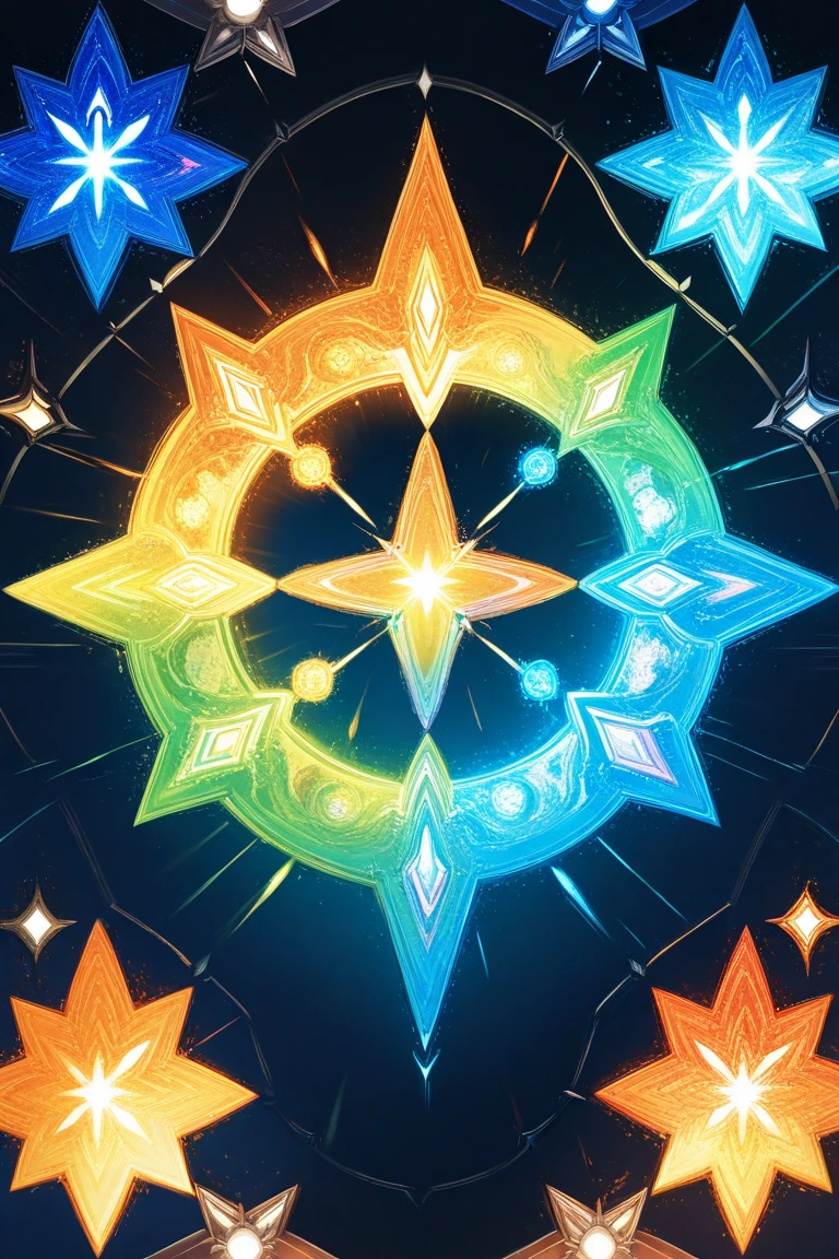 ultra-realistic, cinematic lighting, hyper-detailed rendering, 4k HDR, photorealistic textures, professional grading, perfect symmetry  
colliding golden fractals, cobalt-blue crystalline shards, molten gold droplets, neon-blue energy cores, radiant aurora trails, geometric mandala fusion, kinetic tension, metallic-liquid hybrid forms  
gradient void transitioning from midnight navy to obsidian black, subtle radial glow, prismatic refraction effects, ambient particle sparks  
neo-futurism meets baroque extravagance, luxury techwear aesthetic, biomimetic architecture style, avant-garde jewelry design, chromatic minimalism, duotone maximalism  