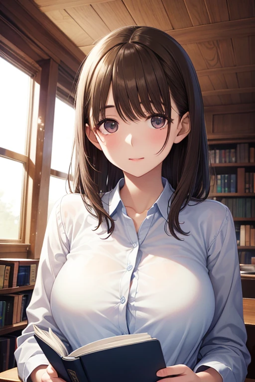 Beautiful lawyer、(alone, 40 years old、Ultra detailed face、Detailed lips、Detailed eyes、double eyelid、Brunette bob hair, Black blazer、White dress shirt、Tight micro mini skirt)、Reading at a desk、at the library、Huge 、Perfect hands, Perfect Fingers, Perfect breasts, Exactly, Perfect body, Perfect Face, Perfect Image Realism, Detailed Background, Detailed costume, maikurobiki、Unbuttoned shirt、Lewd Librarian、Hyperrealism、Photorealistic、Unreal Engine、Maximum resolution 8K, (masterpiece), Very detailed, Professional