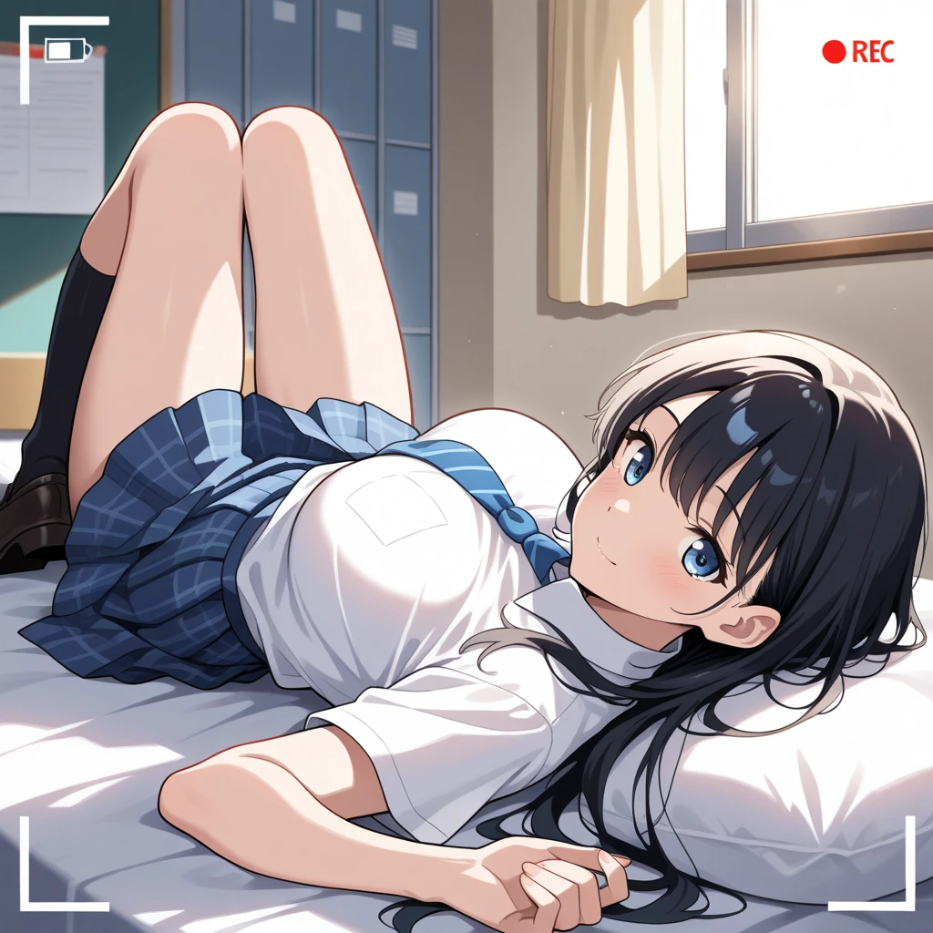 masterpiece, ultra quality, ultra sharp, ultra detailed, 1girl, solo, (((good anatomy))), haduki kurumi, (tattered torn dripping wet white gym shirt), navy gym pants, animal ears, randoseru, name tag, Japanese anime pose, laugh, BurumaShorts, Buruma, Gym Uniform, (((lying:1.4, spread_legs, legspread, split_legs, spreading legs)), (randoseru backpack:1.4), (smirk smile), buruma, blue buruma, black buruma, (cameltoe), (tattered torn short sleeve white gym uniform with colored hem), (tiny nipples), (white long loose socks), strong lighting, legspread, bukkake, cum on clothes, cum on legs, cum on buruma, cum on bloomers,
