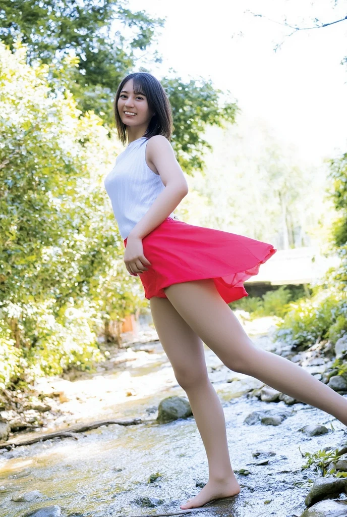 ((Masterpiece)), ((Best Quality)), A middle-aged short-hair woman, ((She spreads legs)), ((from below)), ((She is wearing satin panties)), topless, She is wearing gloves on her hands, She is wearing boots, on river side, she is wearing her skirt