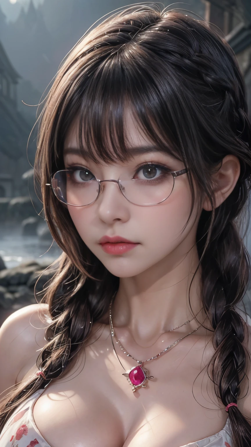 (Highest quality detail)、Realistic、8k Ultra HD、High resolution、(One Woman),(Fatal Beauty,Charm) ,(Circle Glasses、Mysterious charm:1.1),(Big Breasts、Charming silhouette),Very detailed、High quality textures、Intricate details、Extremely detailed CG、High quality shadows、Beautiful and delicate face、Beautiful and delicate eyes、Written boundary depth、Ray Tracing、20th Generation、Cute K-Pop Girls、(The Face of Ulzan in Korea)、Thin face、(URZAN-6500-v1.1:0.6)、PurerosFace_v1、Glowing Eyes、Perfect body、 Viewer Display、(Highest quality detail:1.2)、8k Ultra HD、Woman close up, Realistic rendering, Charm, Real Girls, Gurwitz, role play, Realistic 3D style, 8K Portrait Rendering,(truth,truth:1.4),(Sparkling eyes girl:1.2)、cheek、Glossy Lips、Best image quality, 8k Ultra HD Full Color RAW Photos, Fujifilm(Medium format), hasselblad, Carl Zeiss, Incredible dynamic range photography(utility_art:Smooth-768:1.1),High resolution, High pixel count, Clear details, Clear images, Natural color reproduction, Noise Reduction, High fidelity, quality, Software Improvements, Upscaling, Optimized Algorithms, Professional-level retouching, masterpiece, Highest quality, (Attention to detail:1.2), Spooky female monsters, Spooky beasts, corner, Phobia scene, , cadaver, Rotten meat, Rotten skin, Zoobie, Blood, Spooky, fractured a bone, Skeleton, skeleton, a lot of dried Blood and clots death, horor, Unclear , Shadow, Swamp, horrifying creatures body Rotten, Sharp objects, living death, stump, Zoobies, Goa, rotten organs, Rootedness, Dark and creepy, virus, viruses and spores, mutant, mutation, Modified DNA, sunset, strange creatures, Post-apocalyptic, Disconnect, Trauma, beat, bite, Laceration, Bloodomas and teratomas, Post-apocalyptic background,One girl, Blood tears, Large Breasts, eyes after death, strange, Tearing the skin, Blisters, Rotten, fungi, Undying, mud, Human waste.