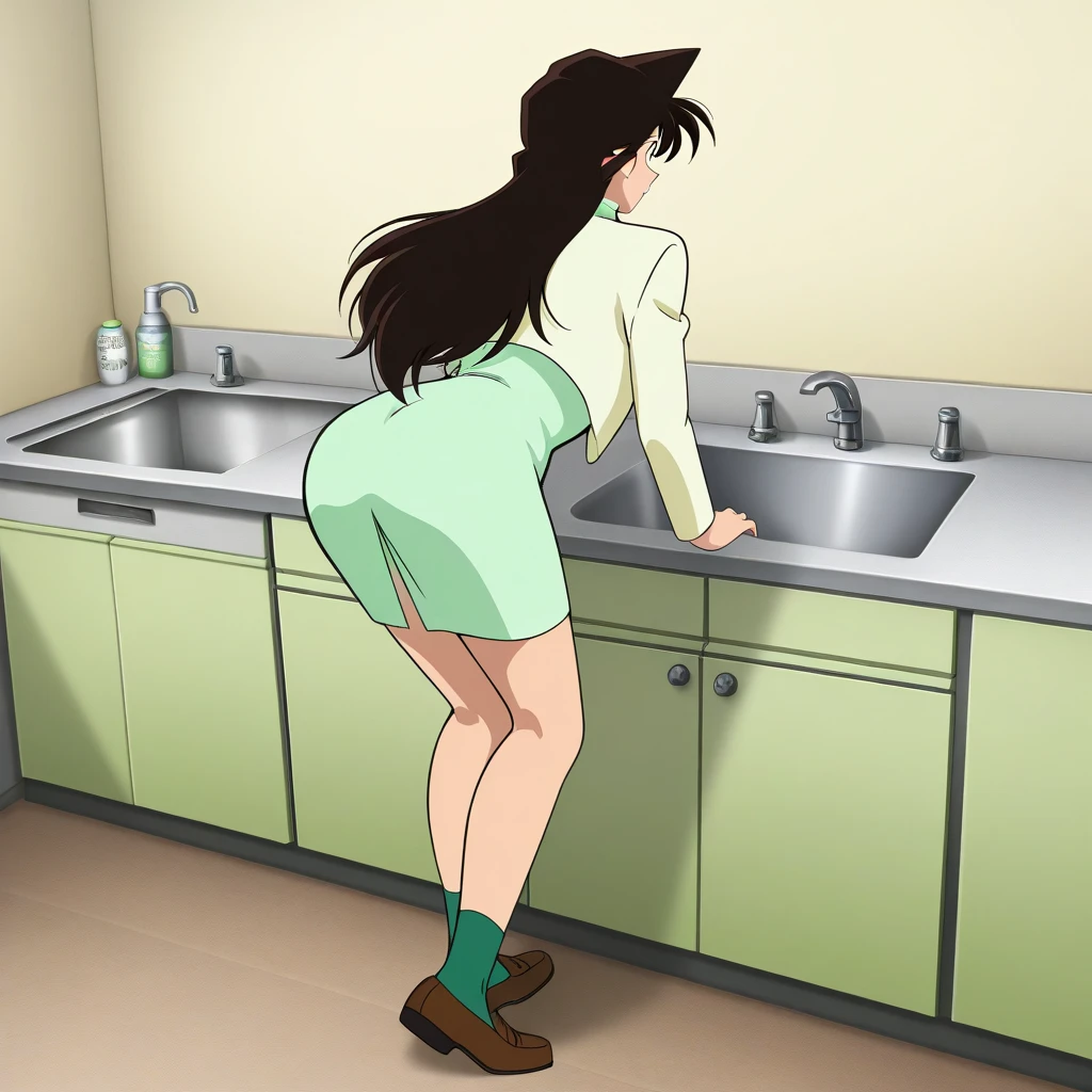 (2000's style, cel anime, clean brush strokes, highly detailed,crisp image), Drawing room of an old western-style building, bedroom background, public indecency, exhibitionism, female masturbation (vaginal on vibrator:0.0), full body, 1girl (solo:1.5), eyebrows visible through hair, open mouth (tongue sticking out:0.0), crouching, completely nude, skinny arms, immature body (flat chest:1.5), natural saggy tits (pointed breasts:0.0), wide areola (ebony color areola:1.5), highly detailed areola (glands of montgomery:1.5), puffy areola (inverted nipples:1.5), bend forward, (all fours:1.3), (from behind:1.3), (crotch focus:1.0), (looking back:1.4), skinny thighs, skinny legs, barefoot, spread legs, kneepits, exhibitionism, presenting (spread pussy:0.0), thick poop is coming out of anal (diarrheal stool spurting from the anus:1.5), Sara,
