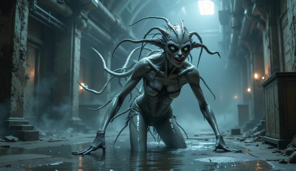 full body length,niobium goblin,native africa xenomorph,once pretty face,eyebrow up,full body shot,ominous landscape,niobium gray atmosphere,photo,photorealism,Masterpiece,natural skin textures, hyper realism,hyper detailed,High contrast,Realism,Ultra Detailed,irina yermolova,close full body shot,32K resolution,Nikon Z9, ,demonic, dust, smoke, audience, mist, featuring ultra-realistic and hyper-realistic elements,
Marta Bevacqua, Ellen Jewett, Kawacy, Katsuya Terada, Carne Griffiths, light stroke, light beam, explosive lightning, sparks, concert lighting, light-bulb, bokeh, luminal space that feels
both bright and surreal. Includes liquid fluid elements for added depth and movement. Rendered in an unreal
engine and post-processed to achieve . Evokes a sense of dreamy, ethereal
and mystical mood,pixar movie still, pixar movie screenshot, frame from pixar movie, animated movie still, still from the pixar movie, still from a pixar movie, disney pixar movie still, pixar movie scene, still from pixar movie, still from a 2001 pixar movie, pixar render, animated film still