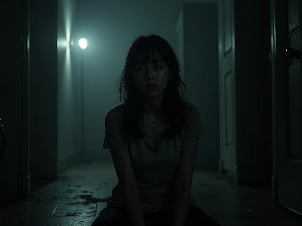 horror film, yamamura sadako, A ghost crawling out of a small static-lit CRT television through a portal, A perfect smile、Mischievous smile、Lighting screen,Face the viewer, (Crawling Pose),Large, fully furnished living room, both hands on the floor, bending over in Crawling Pose with two hands press on the floor , "To Heheh" and "ring,"Super long black hair,Faces scarred by decay, Covered in scars, and eyes bearing the scars of burns,Wearing a white robe, ,,Crouch down from the frame of the TV screen, ugly, Hate Speech,,Creepy look, ((An old water well and forests shown in the lighting tv screen frame)). An eerie light emanates from the TV screen, Casts an ominous shadow on the wall. Her eerie appearances begin. Half came out, Her ghostly fingers grip the ground, blurring the lines between the digital and the physical,