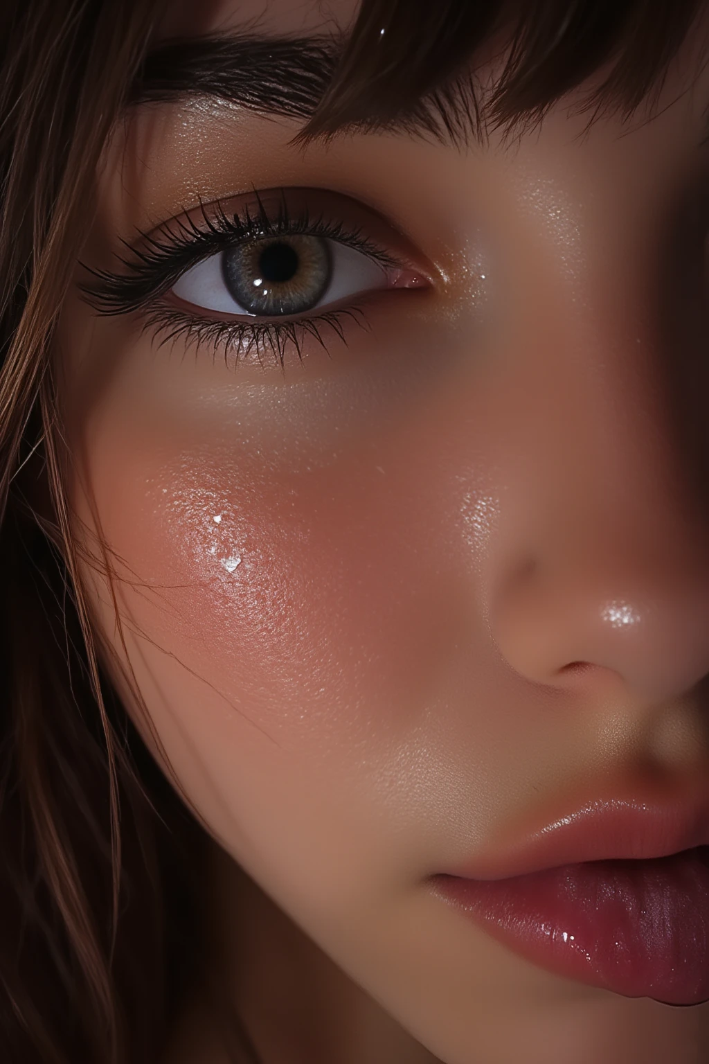 8K, Best Quality, Masterpiece, Ultra High Resolution, (Realism: 1.4), Original Photo, (Realistic Skin Texture: 1.3), (Film Grain: 1.3), (Selfie Angle), 1 Girl, Beautiful Eyes and Face Details, Masterpiece, Best Quality, Close-up, Upper Body, Looking at the Viewer