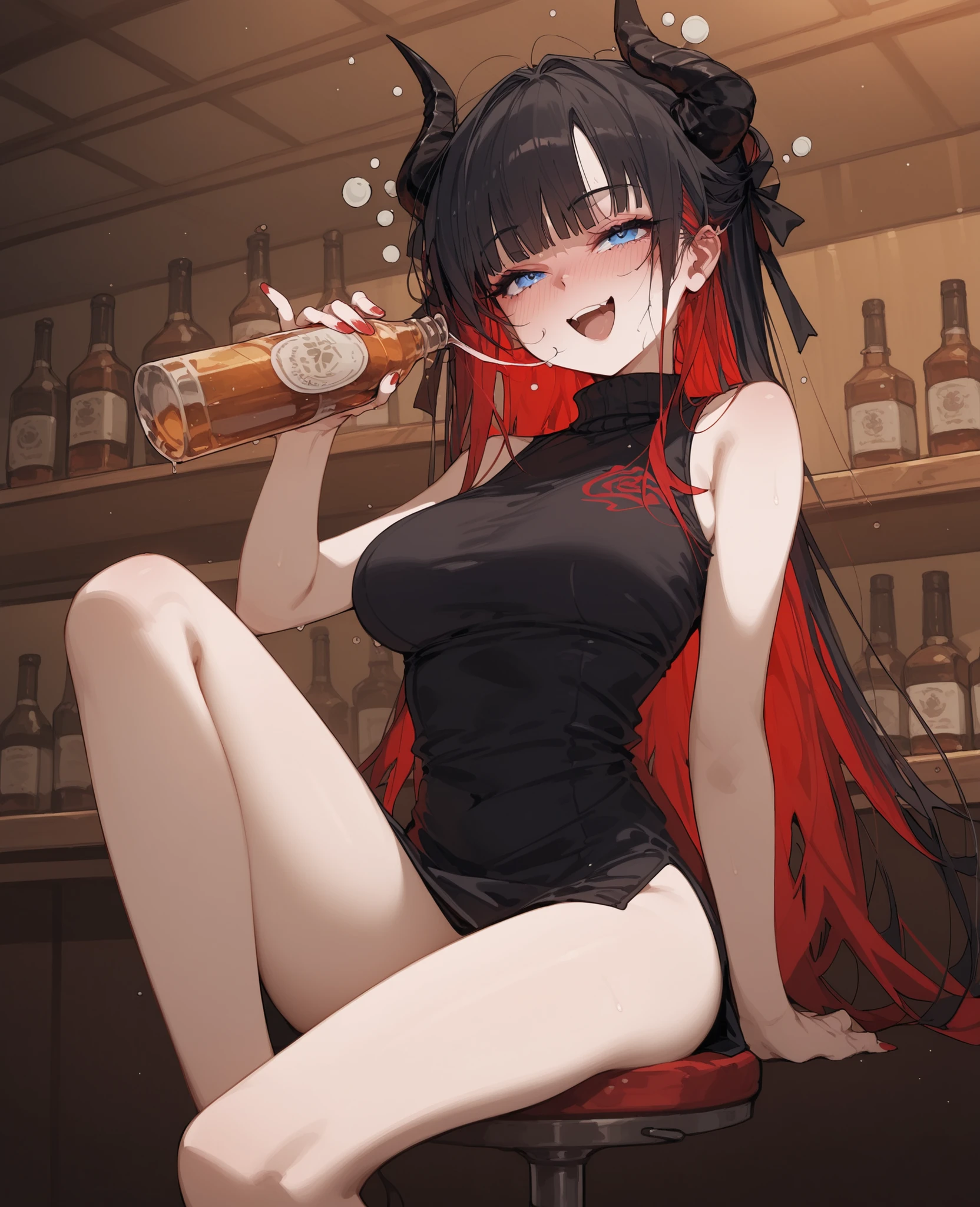 girl,ผมสีดำ, black-horned,in blue eyes, black and red hair,Black Dress,Fierce face,,black hair,,slim, has a tail ,The devil,devil,,Pretty blouse,long hair, two tone hair ,Beautiful hair,, turtleneck ,student, Tomboy ,In the bar,hair ribbon,Sleeveless suit,milf,smile,มึนdrunk,sweats,drunk,Wien Wad,dizzy,Slim legs, black hair ,red hair,sit