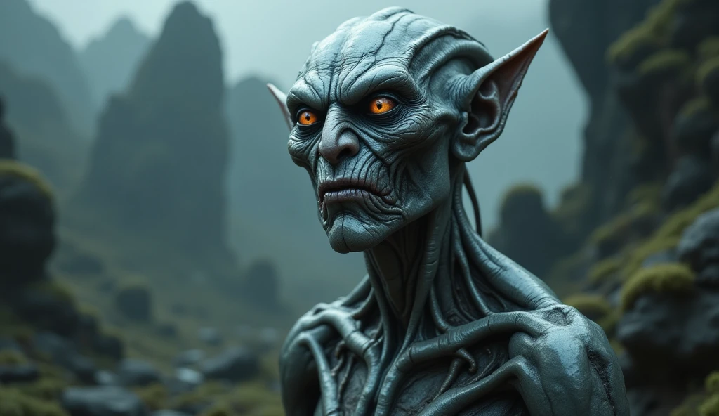 full body length shot,nerd graphite Alien Entity,native africa slave ,nowadays irland central cave,Cinematic,soft colors, Technicolor,natural skin textures, hyper realism, hyper detailed,Extremely detailed,High contrast,Masterpiece,Realistic,Ultra Detailed, intricate details,realistic humid leather,extremely intricate details,Epic Realistic, cinematic style, irina yermolova,high contrast,hdr,extremely detailed, [deep night landscape],masterpiece, intricate details, eyes extremely detailed, high detailed eyes,8k resolution,retina, Nikon Z9,Korea,orc, Pisces, transition between two art styles,full body length, Double contact, X-ray, Creative, vivid light, fantasy, Abstract, Surrealism, super detailed, high resolution,insanity national folk wear,skin almost translucent, gothic elements,Mestichino,Light particles,chaos,starfish's leather,Angkor Wat of Cambodia,"(The best lighting, dramatic),(alien troll half-skull fetus, Hellraiser, Scars, , without brain, , dog inside the head, terror.),(fish eyes, calaveras). studio lightбLuis Duarte Art, Crimson Sci - Fi Mystique style, by Luis Duarte, Luis Duarte style, Space Art, Sci-Fic Art, NijiExpress 3D v3, Kinetic Art, Datanoshing, Oilpainting, Ink v3, Splash style, Abstract Art, Abstract Tech, Cyber Tech Elements, Metallic Effect
