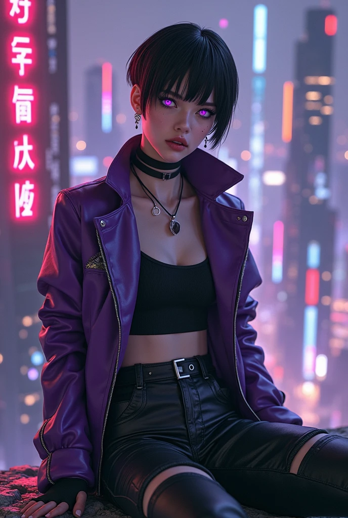 cute garota cyberpunk linda de costas, get down on all fours, super sexy, super skinny, , jeans and short curly black hair, olhando para traz