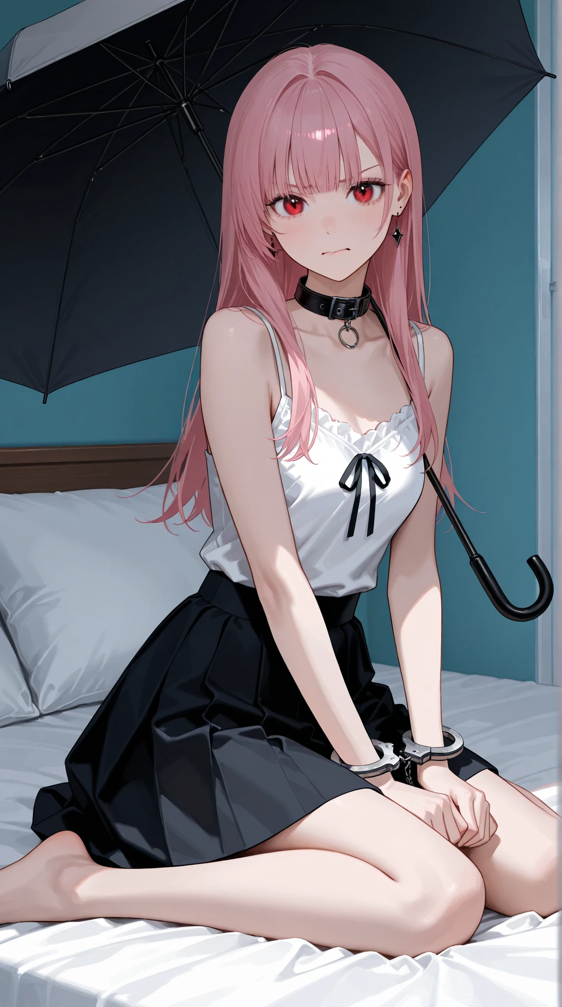 BREAK Perfect Anatomy、Highest quality、(cute:1.1)、(cute)、(High resolution:1.2)、Unbelievably absurd:1.3、Incredible illustrations、(cuteイラスト:1.2)、nsfw,(Beautiful background、Late Night、Bedroom、Red Curtain)、1gial(Pink hair、strong wavy hair、ponytail、9 years old female,height 1.2meters, slim 25kg)(、)( Sex preparation:1.2),Appealing pussy、,(,shackles,restrained)、(((vulgarity)))、pussy juice:1.2,Preparing ,,shackles,restrained)
,(White Silk Sexy Lingerie、Garter Stockings)Against the wall、Hands above head