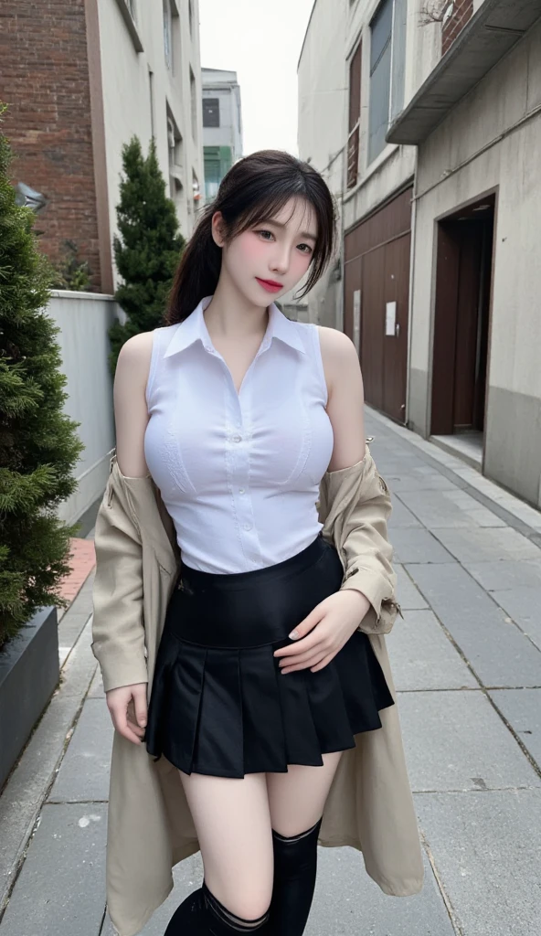 Stylish thin glasses、huge tit、School uniform open to the third button、Vibrant chest、