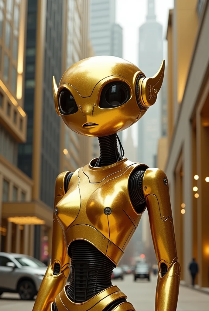"(an alien female 12 years old character:1.2) with white skin, totally black and big eyes, and an otherworldly aura, the background is the cockpit of a spacecraft, yellow clothes"