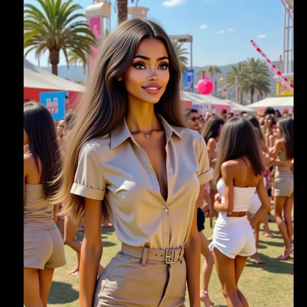 (realistic), (best quality),(8K),Ultra detailed ,HD beautiful brunette Arab woman of 21 years old with matte skin dressed in dress, beautiful straight nose, beautiful face, at the airport