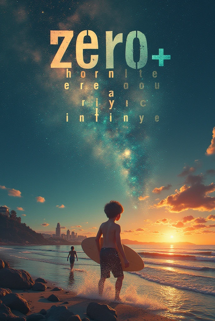 Create an album cover for me, make a boy fall from a blue sky and several question marks around his head.