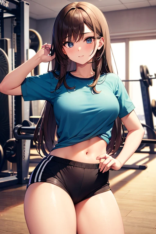 Looking into the camera,Age 35,physical education teacher、1 female,(She is wearing light blue tight fitting shorts.......)(She is wearing a white tank top),(I'Sweating and clothes see-through)(Her breasts are exposed through her shirt)(female teacher),(Crouching posture)(I can see your crotch)(Obscene pose),(Very large breasts),(Big Breasts)(Accentuate your cleavage)(Voluptuous body)(Black short bob hair),(Best image quality, (8K), Ultra-realistic, 最high quality, high quality, High resolution, high qualityの質感, Attention to detail, Beautiful details, Fine details, Highly detailed CG, Detailed Texture, Realistic facial expressions, masterpiece, in front),(Wear glasses:1.1)(((Strict adherence to front-end configuration))) (((Photograph the whole body)))(((Photo of a person with their legs spread)))(((Accentuate the crotch)))