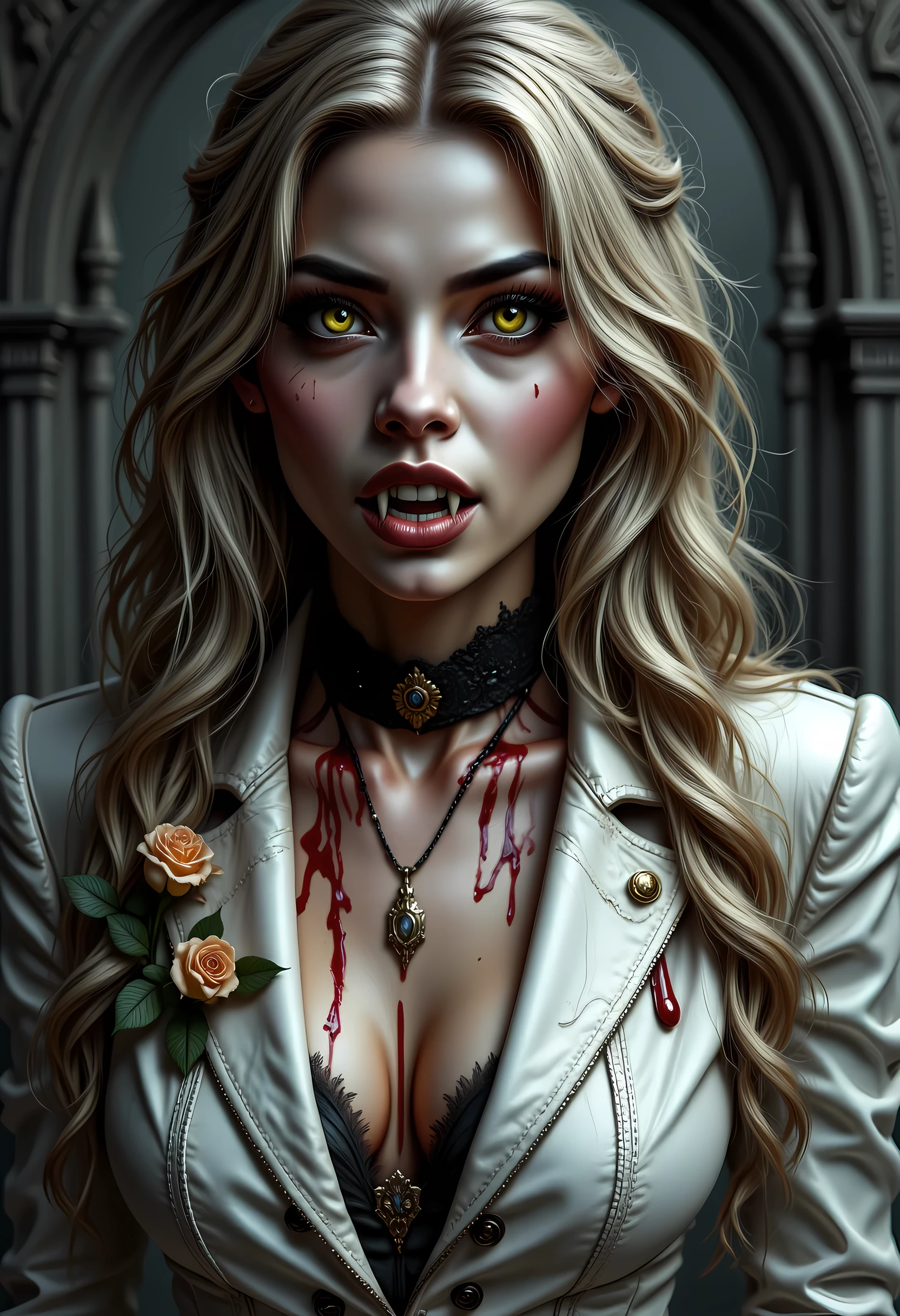 (32K:1.5, Dark fantasy:1.4, Highest quality, masterpiece, Ultra-high resolution), Perfect dynamic composition:1.3, Horror Portrait:1.3, chaos, Dark Background:1.3, Prisoner, slave, Dark Demon World, (Detailed tattoos on the whole body:1.4, Wearing elaborate jewelry:1.4), Very detailedな肌と顔の質感:1.3, Very accurate, Very detailed, (Cute and sexy succubus demon with big wings:1.3, Incredibly slim body:1.3, beautifully、beautiful:1.3), Horn, Fair skin, Sensual posture, ((How to properly dress bloody and badly torn clothing:1.3)), Medium chest, (Big eyes that exude beautiful eroticism:0.4, Feel the intense caress:1.0, Please open your mouth a little, lipstick, Feel the beautiful eroticism:0.9, Too sexy and cute:0.7, charm的な:0.7), ((Covered in blood:1.5, Physical pain:1.5, Lots of chains:1.6, Countless chains tangled in clothes:1.6, Chain your right arm:1.5, Chain the left arm:1.5, The right leg is bound with a shackle and chain:1.5, The left leg is bound with a shackle and chain:1.5)), Super long blonde curly hair, Earrings, necklace, bracelet, romantic, mysterious, elegant, Object of admiration, original, dramatic, artistic, Innovative, charm, Heartful, Fancy, sense of openness, sense of cleanliness, special, exciting, Extreme, Tilt, sense of loss, sorrow, sorrowの表現, ((大人のcharm, 女性的なcharm))