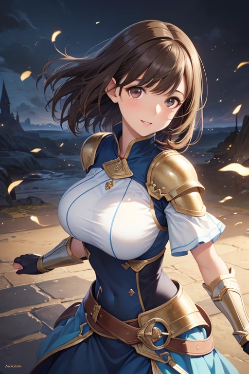 (absurdres, highres, ultra detailed), huge boobs, thick body, revealing cloths, hair ornaments,1woman, mature female, aged up, wavy long hair, auburn hair, coral eyes, bangs, long sleeves, finely detailed eyes and detailed face, extremely detailed CG unity 8k wallpaper, intricate details, (style-swirlmagic:1.0), looking at viewer, solo, upper body, detailed background, close up, detailed face, (gothic dark ages theme:1.1), crystal sorcerer, dynamic pose, earth themed clothes, crystal crown, floating in the air, glowing magical shards, surrounded by blue magical crystals, rock formations, stalactites, magical floating particles, crystal glass, crystal sphere, crystal canyon background, (shallow water:0.7), epic ethereal atmosphere, updraft,, portrait
